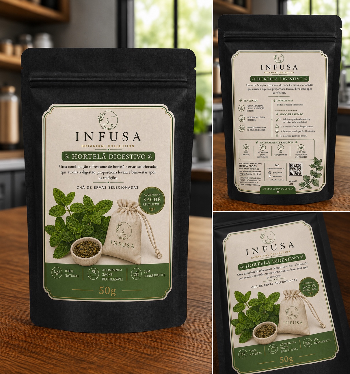 Embalagem do chá Infusa Hortelã